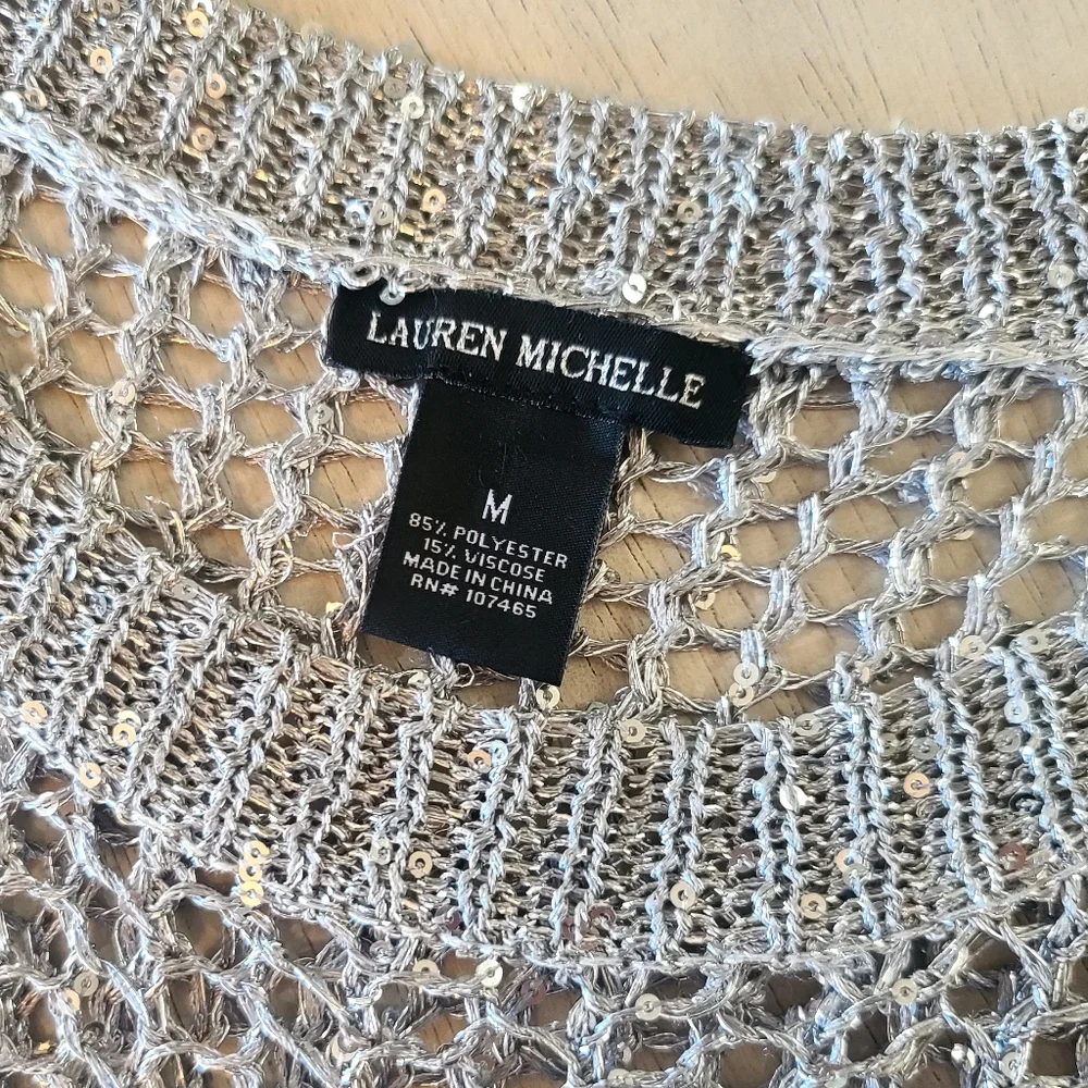Lauren Michelle metallic silver sequin sweater - Picture 4 of 7